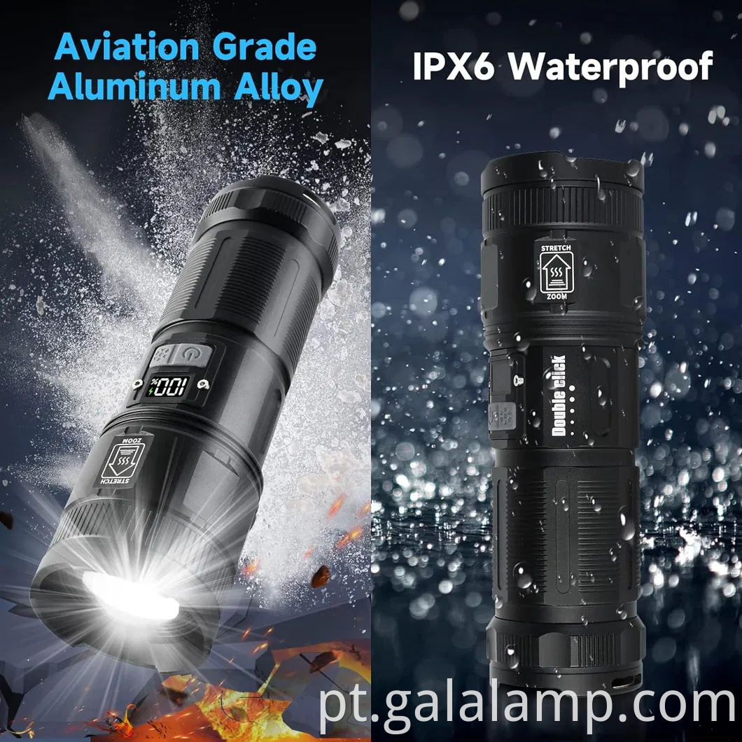 Lanterna LED poderosa com feixe de laser branco para uso ao ar livre